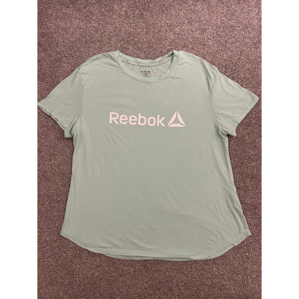 Reebok Graphic Tee Womens Medium Mint Green Excellent Short Sleeve Logo Shirt